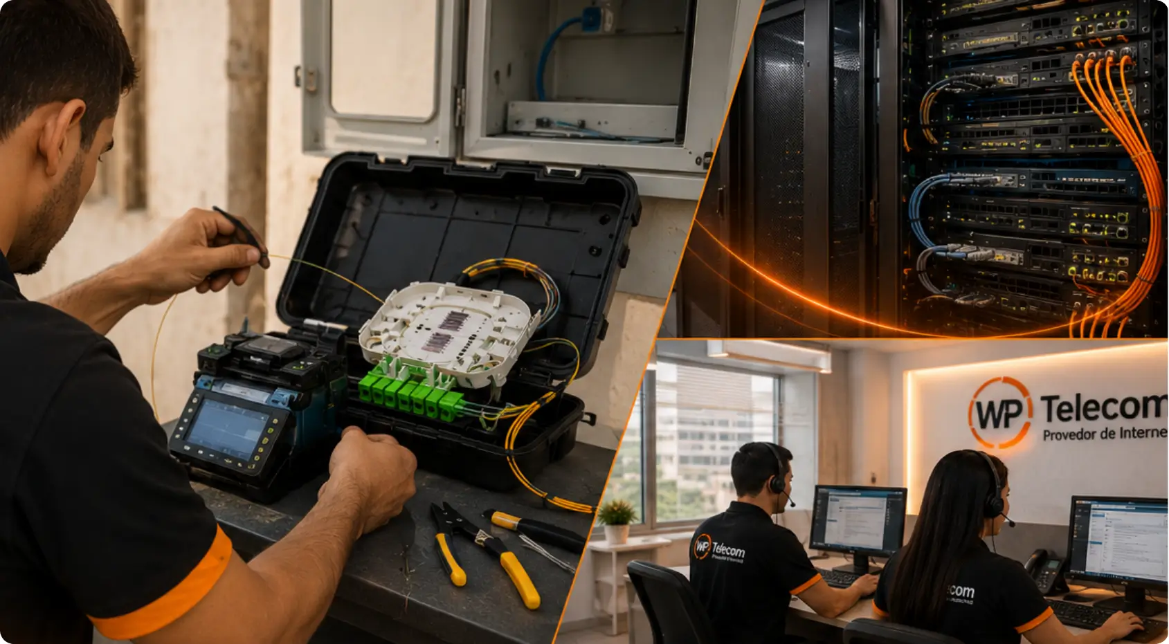 Equipe técnica e infraestrutura da WP Telecom